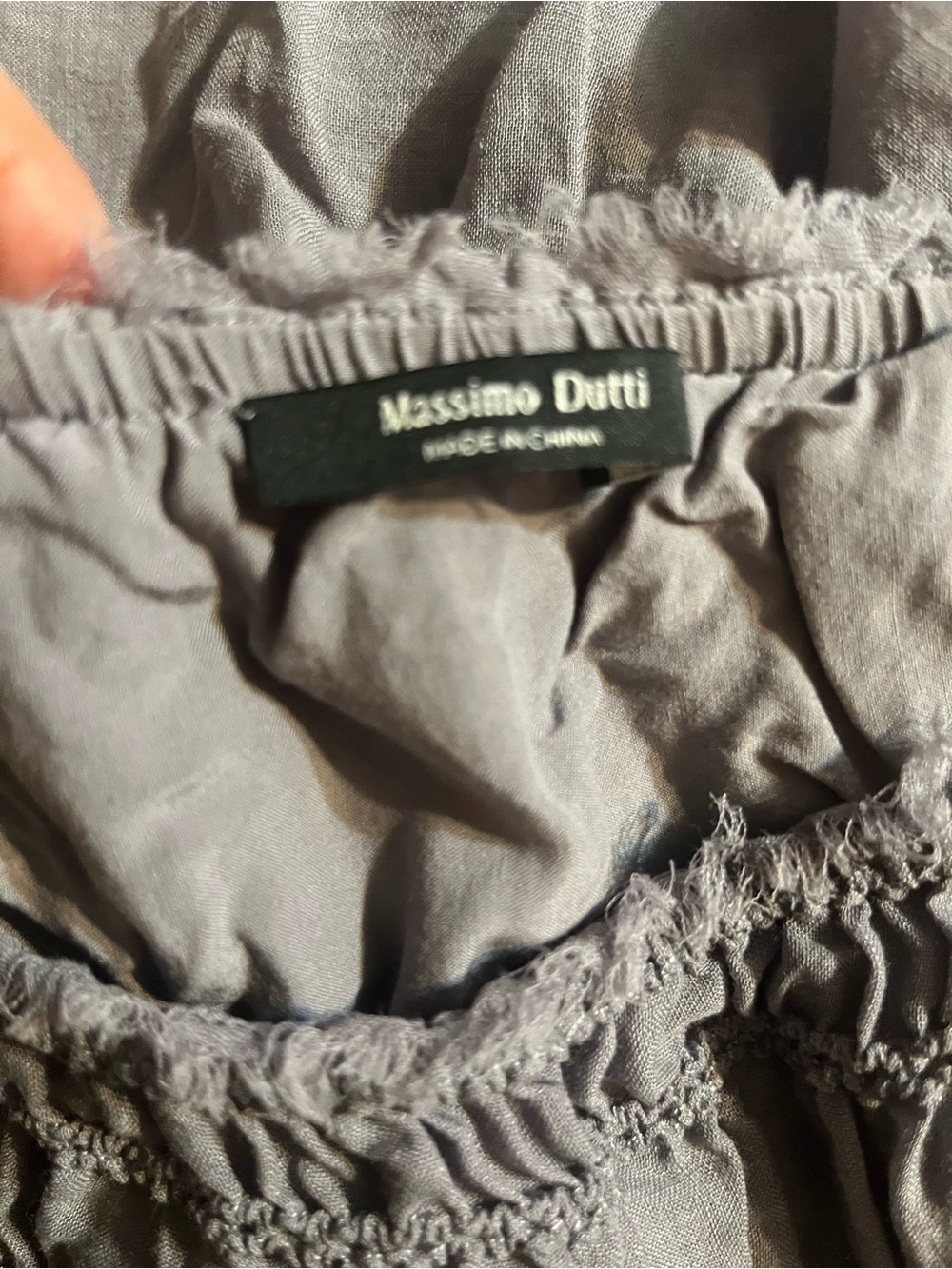 Massimo Dutti Smocked Waistband Flowing Pleated Grey Midi Skirt Size Large - Picture 4 of 9